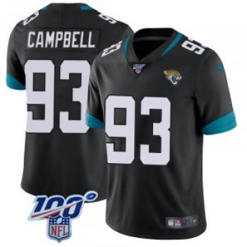 Men's Jacksonville Jaguars #93 Calais Campbell Black 2019 100th Season Vapor Untouchable Limited Stitched NFL Jersey Men's Jacksonville Jaguars #93 Calais Campbell Black 2019 100th Season Vapor Untouchable Limited Stitched NFL Jersey