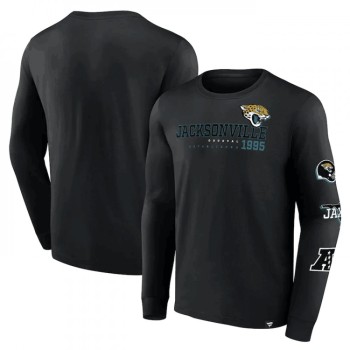 Men's Jacksonville Jaguars Black High Whip Pitcher Long Sleeve T-Shirt Men's Jacksonville Jaguars Black High Whip Pitcher Long Sleeve T-Shirt