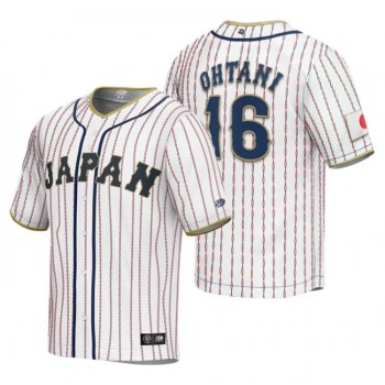 Men's Japan Baseball #16 Shohei Ohtani 2023 White World Baseball Classic Stitched Jersey Men's Japan Baseball #16 Shohei Ohtani 2023 White World Baseball Classic Stitched Jersey