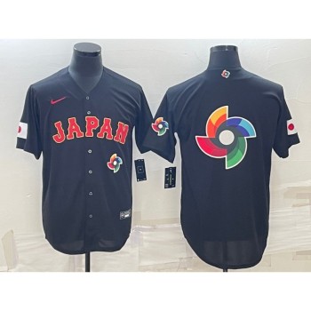 Men's Japan Baseball 2023 Black World Baseball Big Logo With Patch Classic Stitched Jersey Men's Japan Baseball 2023 Black World Baseball Big Logo With Patch Classic Stitched Jersey