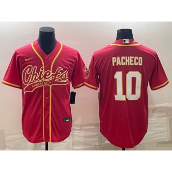 Men's Kansas City Chiefs #10 Isiah Pacheco Red With Patch Cool Base Stitched Baseball Jersey Men's Kansas City Chiefs #10 Isiah Pacheco Red With Patch Cool Base Stitched Baseball Jersey