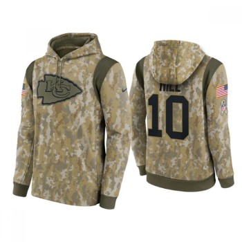 Men's Kansas City Chiefs #10 Tyreek Hill Camo 2021 Salute To Service Therma Performance Pullover Hoodie Men's Kansas City Chiefs #10 Tyreek Hill Camo 2021 Salute To Service Therma Performance Pullover Hoodie