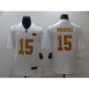Men's Kansas City Chiefs #15 Patrick Mahomes 2020 White Leopard Print Fashion Limited Stitched Jersey Men's Kansas City Chiefs #15 Patrick Mahomes 2020 White Leopard Print Fashion Limited Stitched Jersey
