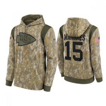 Men's Kansas City Chiefs #15 Patrick Mahomes Camo 2021 Salute To Service Therma Performance Pullover Hoodie Men's Kansas City Chiefs #15 Patrick Mahomes Camo 2021 Salute To Service Therma Performance Pullover Hoodie