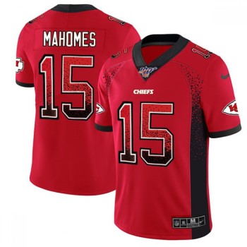 Men's Kansas City Chiefs #15 Patrick Mahomes Red 2019 100th Season Drift Fashion Color Rush Limited Stitched NFL Jersey Men's Kansas City Chiefs #15 Patrick Mahomes Red 2019 100th Season Drift Fashion Color Rush Limited Stitched NFL Jersey