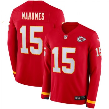 Men's Kansas City Chiefs #15 Patrick Mahomes Red Therma Long Sleeve Stitched NFL Jersey Men's Kansas City Chiefs #15 Patrick Mahomes Red Therma Long Sleeve Stitched NFL Jersey