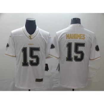 Men's Kansas City Chiefs #15 Patrick Mahomes White 2019 100th Season Golden Edition Limited Stitched NFL Jersey Men's Kansas City Chiefs #15 Patrick Mahomes White 2019 100th Season Golden Edition Limited Stitched NFL Jersey