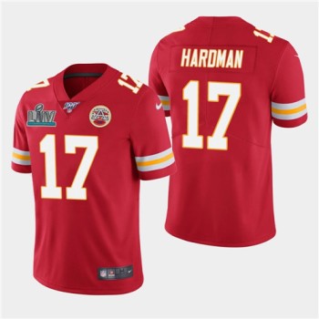 Men's Kansas City Chiefs #17 Mecole Hardman Red Super Bowl LIV With 100th Season Patch Vapor Untouchable Limited Stitched NFL Jersey Men's Kansas City Chiefs #17 Mecole Hardman Red Super Bowl LIV With 100th Season Patch Vapor Untouchable Limited Stitched NFL Jersey