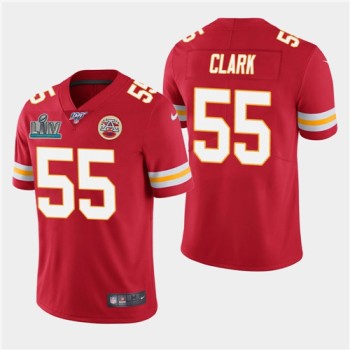 Men's Kansas City Chiefs #55 Frank Clark Red Super Bowl LIV With 100th Season Patch Vapor Untouchable Limited Stitched NFL Jersey Men's Kansas City Chiefs #55 Frank Clark Red Super Bowl LIV With 100th Season Patch Vapor Untouchable Limited Stitched NFL Jersey