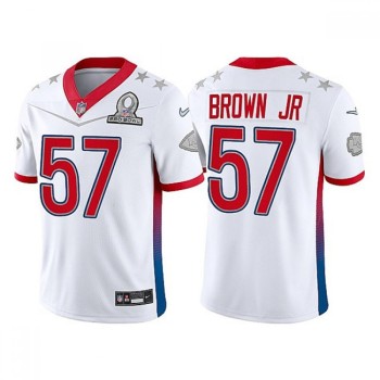 Men's Kansas City Chiefs #57 Orlando Brown Jr. 2022 White AFC Pro Bowl Stitched Jersey Men's Kansas City Chiefs #57 Orlando Brown Jr. 2022 White AFC Pro Bowl Stitched Jersey
