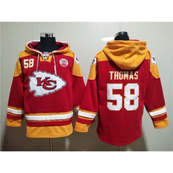 Men's Kansas City Chiefs #58 Derrick Thomas Red Lace-Up Pullover Hoodie Men's Kansas City Chiefs #58 Derrick Thomas Red Lace-Up Pullover Hoodie