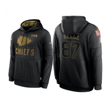 Men's Kansas City Chiefs #87 Travis Kelce 2020 Black Salute to Service Sideline Performance Pullover Hoodie Men's Kansas City Chiefs #87 Travis Kelce 2020 Black Salute to Service Sideline Performance Pullover Hoodie