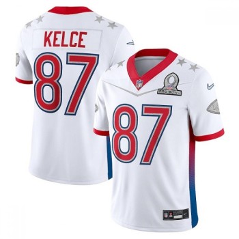 Men's Kansas City Chiefs #87 Travis Kelce 2022 White Pro Bowl Stitched Jersey Men's Kansas City Chiefs #87 Travis Kelce 2022 White Pro Bowl Stitched Jersey
