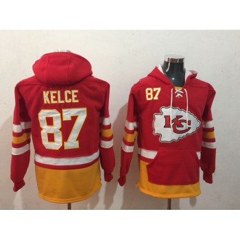 Men's Kansas City Chiefs #87 Travis Kelce Red All Stitched NFL Hoodie Sweatshirt Men's Kansas City Chiefs #87 Travis Kelce Red All Stitched NFL Hoodie Sweatshirt