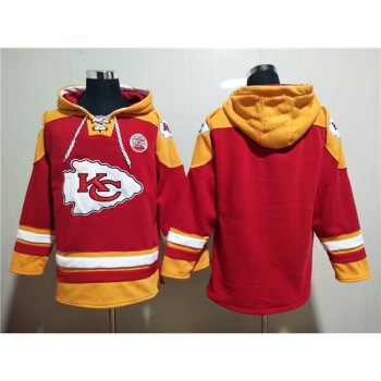 Men's Kansas City Chiefs Blank Red Lace-Up Pullover Hoodie Men's Kansas City Chiefs Blank Red Lace-Up Pullover Hoodie