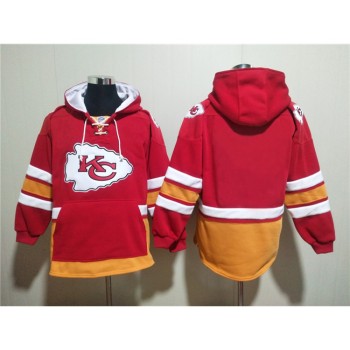 Men's Kansas City Chiefs Blank Red Lace-Up Pullover Hoodie Men's Kansas City Chiefs Blank Red Lace-Up Pullover Hoodie