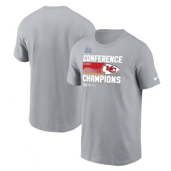 Men's Kansas City Chiefs Gray 2022 AFC Champions Locker Room Trophy Collection T-Shirt Men's Kansas City Chiefs Gray 2022 AFC Champions Locker Room Trophy Collection T-Shirt