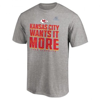 Men's Kansas City Chiefs Heather Gray 2020 NFL Playoffs Bound NFL T-Shirt Men's Kansas City Chiefs Heather Gray 2020 NFL Playoffs Bound NFL T-Shirt
