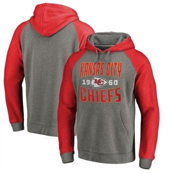 Men's Kansas City Chiefs Red/Grey 2020 Timeless Collection Antique Stack Tri-Blend Raglan Pullover Hoodie Men's Kansas City Chiefs Red/Grey 2020 Timeless Collection Antique Stack Tri-Blend Raglan Pullover Hoodie