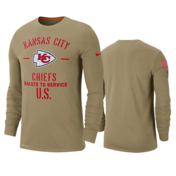 Men's Kansas City Chiefs Tan 2019 Salute to Service Sideline Performance Long Sleeve Shirt Men's Kansas City Chiefs Tan 2019 Salute to Service Sideline Performance Long Sleeve Shirt