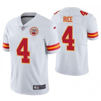 Men's Kansas City Chiefs #4 Rashee Rice White Vapor Untouchable Limited Stitched Football Jersey Men's Kansas City Chiefs #4 Rashee Rice White Vapor Untouchable Limited Stitched Football Jersey
