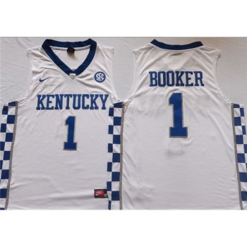 Men's Kentucky Wildcats #1 BOOKER White Stitched Jersey Men's Kentucky Wildcats #1 BOOKER White Stitched Jersey