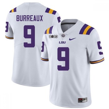 Men's LSU Tigers #9 Joe Burreaux White With 2020 Patch Limited Stitched NCAA Jersey Men's LSU Tigers #9 Joe Burreaux White With 2020 Patch Limited Stitched NCAA Jersey