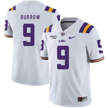 Men's LSU Tigers #9 Joe Burrow 2019 White 150th Anniversary Stitched NCAA Jersey Men's LSU Tigers #9 Joe Burrow 2019 White 150th Anniversary Stitched NCAA Jersey