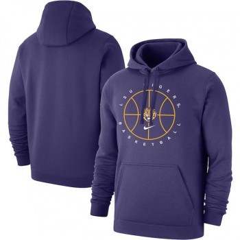 Men's LSU Tigers Purple Basketball Icon Club Fleece Pullover Hoodie Men's LSU Tigers Purple Basketball Icon Club Fleece Pullover Hoodie