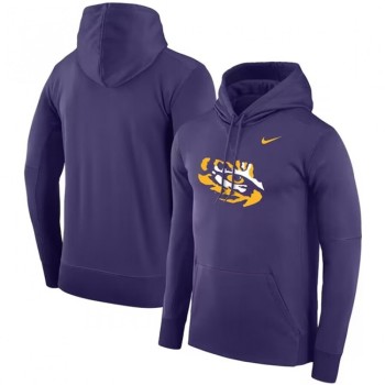 Men's LSU Tigers Purple Purple Performance Pullover Hoodie Men's LSU Tigers Purple Purple Performance Pullover Hoodie