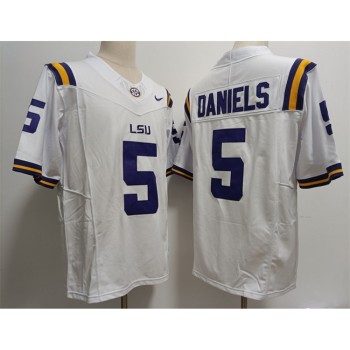 Men's LSU Tigers #5 Jayden Daniels White Stitched Jersey Men's LSU Tigers #5 Jayden Daniels White Stitched Jersey
