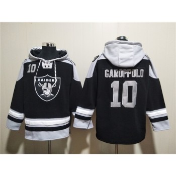 Men's Las Vegas Raiders #10 Jimmy Garoppolo Black Ageless Must-Have Lace-Up Pullover Hoodie Men's Las Vegas Raiders #10 Jimmy Garoppolo Black Ageless Must-Have Lace-Up Pullover Hoodie