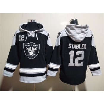 Men's Las Vegas Raiders #12 Ken Stabler Black Ageless Must-Have Lace-Up Pullover Hoodie Men's Las Vegas Raiders #12 Ken Stabler Black Ageless Must-Have Lace-Up Pullover Hoodie