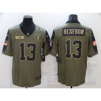 Men's Las Vegas Raiders #13 Hunter Renfrow 2021 Olive Salute To Service Limited Stitched Jersey Men's Las Vegas Raiders #13 Hunter Renfrow 2021 Olive Salute To Service Limited Stitched Jersey