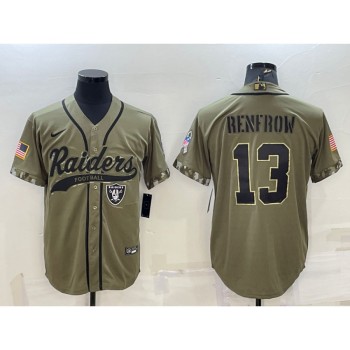 Men's Las Vegas Raiders #13 Hunter Renfrow 2022 Olive Salute to Service Cool Base Stitched Baseball Jersey Men's Las Vegas Raiders #13 Hunter Renfrow 2022 Olive Salute to Service Cool Base Stitched Baseball Jersey