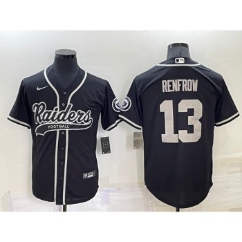 Men's Las Vegas Raiders #13 Hunter Renfrow Black Cool Base Stitched Baseball Jersey Men's Las Vegas Raiders #13 Hunter Renfrow Black Cool Base Stitched Baseball Jersey