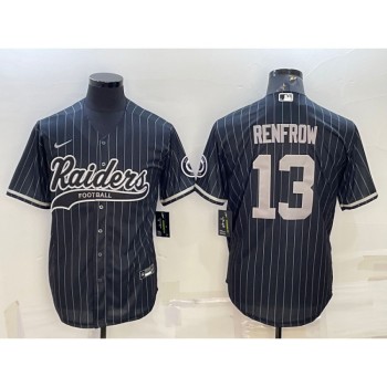 Men's Las Vegas Raiders #13 Hunter Renfrow Black With Patch Cool Base Stitched Baseball Jersey Men's Las Vegas Raiders #13 Hunter Renfrow Black With Patch Cool Base Stitched Baseball Jersey