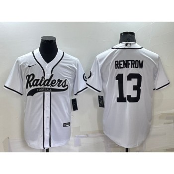 Men's Las Vegas Raiders #13 Hunter Renfrow White Cool Base Stitched Baseball Jersey Men's Las Vegas Raiders #13 Hunter Renfrow White Cool Base Stitched Baseball Jersey