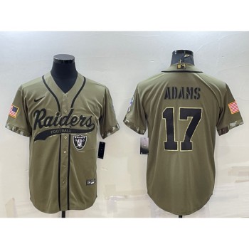 Men's Las Vegas Raiders #17 Davante Adams 2022 Olive Salute to Service Cool Base Stitched Baseball Jersey Men's Las Vegas Raiders #17 Davante Adams 2022 Olive Salute to Service Cool Base Stitched Baseball Jersey