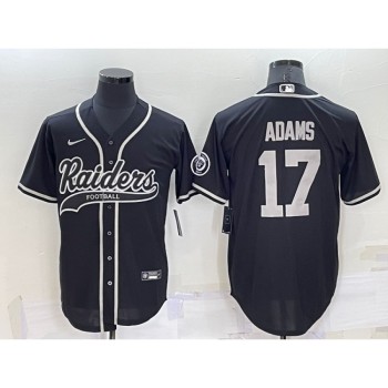 Men's Las Vegas Raiders #17 Davante Adams Black Cool Base Stitched Baseball Jersey Men's Las Vegas Raiders #17 Davante Adams Black Cool Base Stitched Baseball Jersey