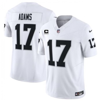 Men's Las Vegas Raiders #17 Davante Adams White 2023 F.U.S.E With 4-Star C Patch Vapor Untouchable Stitched Football Jersey Men's Las Vegas Raiders #17 Davante Adams White 2023 F.U.S.E With 4-Star C Patch Vapor Untouchable Stitched Football Jersey
