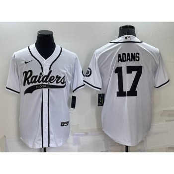 Men's Las Vegas Raiders #17 Davante Adams White Cool Base Stitched Baseball Jersey Men's Las Vegas Raiders #17 Davante Adams White Cool Base Stitched Baseball Jersey