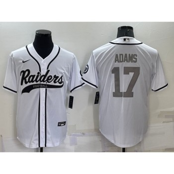 Men's Las Vegas Raiders #17 Davante Adams White Grey Cool Base Stitched Baseball Jersey Men's Las Vegas Raiders #17 Davante Adams White Grey Cool Base Stitched Baseball Jersey