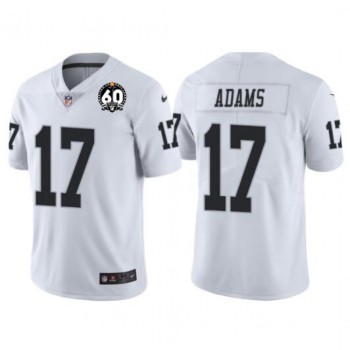 Men's Las Vegas Raiders #17 Davante Adams White With 60th Anniversary Patch Vapor Limited Stitched Jersey Men's Las Vegas Raiders #17 Davante Adams White With 60th Anniversary Patch Vapor Limited Stitched Jersey
