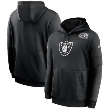 Men's Las Vegas Raiders 2020 Black Crucial Catch Sideline Performance Pullover Hoodie Men's Las Vegas Raiders 2020 Black Crucial Catch Sideline Performance Pullover Hoodie