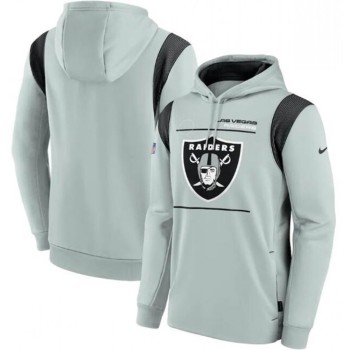 Men's Las Vegas Raiders 2021 Gray Sideline Logo Performance Pullover Hoodie Men's Las Vegas Raiders 2021 Gray Sideline Logo Performance Pullover Hoodie