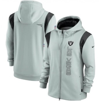 Men's Las Vegas Raiders 2021 Gray Sideline Team Performance Full-Zip Hoodie Men's Las Vegas Raiders 2021 Gray Sideline Team Performance Full-Zip Hoodie