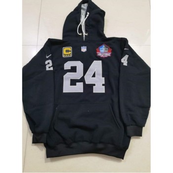 Men's Las Vegas Raiders #24 Charles Woodson Black Pullover Hoodie Men's Las Vegas Raiders #24 Charles Woodson Black Pullover Hoodie