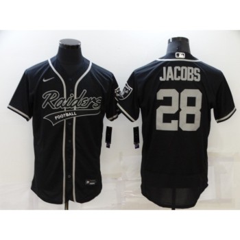 Men's Las Vegas Raiders #28 Josh Jacobs Black Flex Base Stitched Jersey Men's Las Vegas Raiders #28 Josh Jacobs Black Flex Base Stitched Jersey