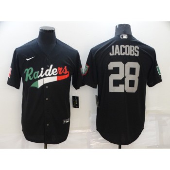 Men's Las Vegas Raiders #28 Josh Jacobs Black Mexico Stitched Jersey Men's Las Vegas Raiders #28 Josh Jacobs Black Mexico Stitched Jersey